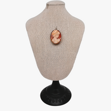 Load image into Gallery viewer, Shell cameo pendant brooch representing a young woman in an 800 silver setting, early 20th century