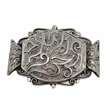 Afbeelding in Gallery-weergave laden, Oude Berberbroche van zilver, gebeiteld met kalligrafie en filigraan