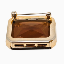 Charger l'image dans la galerie, Broche vintage en cristal taille émeraude couleur topaze, années 1950 Le Charme des Violettes - Brocante en ligne