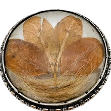 Afbeelding in Gallery-weergave laden, Broche de sentiment victorienne en argent ciselé, verre bombé, trèfle à quatre feuilles et mèche de cheveux, années 1850-1890