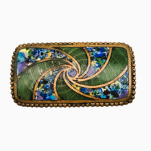 Charger l'image dans la galerie, Broche rectangulaire en émail cloisonné – Art déco, vers 1920–1935 Le Charme des Violettes - Brocante en ligne