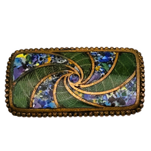 Charger l'image dans la galerie, Broche rectangulaire en émail cloisonné – Art déco, vers 1920–1935 Le Charme des Violettes - Brocante en ligne