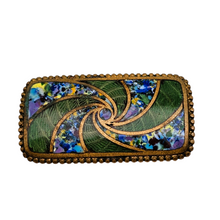 Charger l'image dans la galerie, Broche rectangulaire en émail cloisonné – Art déco, vers 1920–1935 Le Charme des Violettes - Brocante en ligne