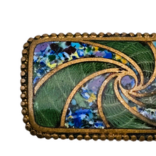 Charger l'image dans la galerie, Broche rectangulaire en émail cloisonné – Art déco, vers 1920–1935 Le Charme des Violettes - Brocante en ligne