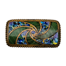 Charger l'image dans la galerie, Broche rectangulaire en émail cloisonné – Art déco, vers 1920–1935 Le Charme des Violettes - Brocante en ligne