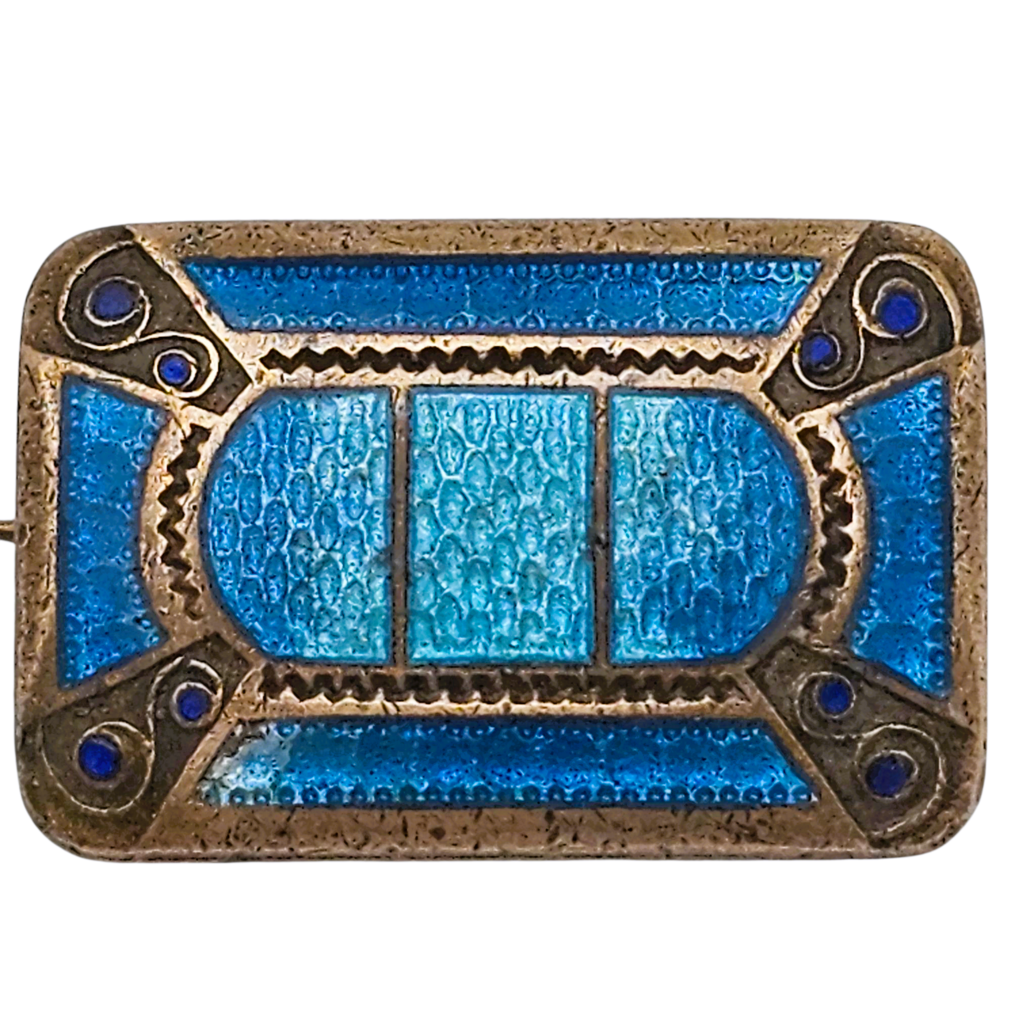 Broche chinoise en émail - Cloisonnée - Les feuilles de bambou
