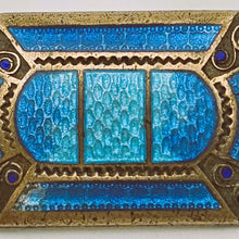 Afbeelding in Gallery-weergave laden, Broche en émail cloisonné bleu et métal doré, années 1920