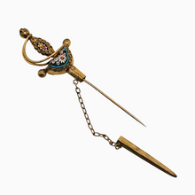 Afbeelding in Gallery-weergave laden, Épingle en forme d'"Epée de fleurs" en micromosaïque italienne, fin XIXᵉ siècle
