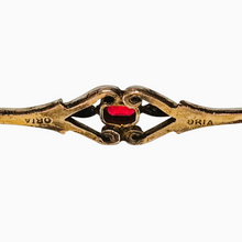 Charger l'image dans la galerie, Broche épingle plaquée or ORIA, pierre rouge facettée, années 1920 Le Charme des Violettes - Brocante en ligne