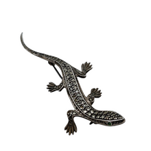 Afbeelding in Gallery-weergave laden, Broche Art déco en forme de lézard en argent 835 sertie de marcassites, années 1930