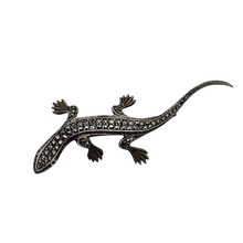 Afbeelding in Gallery-weergave laden, Broche Art déco en forme de lézard en argent 835 sertie de marcassites, années 1930