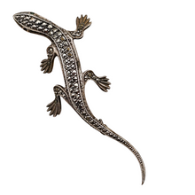 Afbeelding in Gallery-weergave laden, Broche Art déco en forme de lézard en argent 835 sertie de marcassites, années 1930