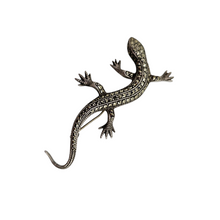 Afbeelding in Gallery-weergave laden, Broche Art déco en forme de lézard en argent 835 sertie de marcassites, années 1930