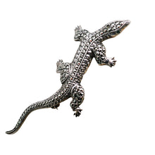 Load image into Gallery viewer, Old lizard brooch in 835 silver, set with marcasites