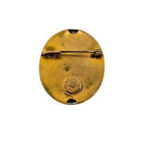 Load image into Gallery viewer, Broche ovale fleurie B.L. Exclusif en métal doré, vers 1950 Le Charme des Violettes - Brocante en ligne