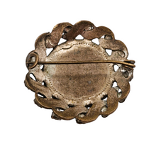 Afbeelding in Gallery-weergave laden, Broche vintage en nacre et pierres du Rhin, années 1950