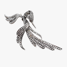 Load image into Gallery viewer, Broche Art déco signée en forme d'oiseau de paradis en argent 835 et marcassites, années 1940