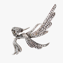 Load image into Gallery viewer, Broche Art déco signée en forme d'oiseau de paradis en argent 835 et marcassites, années 1940