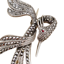 Load image into Gallery viewer, Broche Art déco signée en forme d'oiseau de paradis en argent 835 et marcassites, années 1940