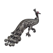 Afbeelding in Gallery-weergave laden, Broche Art déco en forme de paon en argent 835 sertie de marcassites, années 1930