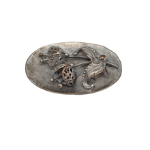 Afbeelding in Gallery-weergave laden, Broche aux pavots vintage en métal argenté