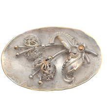 Afbeelding in Gallery-weergave laden, Broche aux pavots vintage en métal argenté