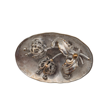 Afbeelding in Gallery-weergave laden, Broche aux pavots vintage en métal argenté