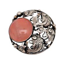 Load image into Gallery viewer, Niels Erik From. Skønvirke fish brooch in sterling silver and rose quartz. Danish design from the 1950s.