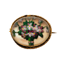 Charger l'image dans la galerie, Broche de style Essex Crystal – Bouquet de fleurs peint sous verre, vers 1880-1910 Le Charme des Violettes - Brocante en ligne