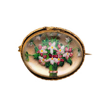 Charger l'image dans la galerie, Broche de style Essex Crystal – Bouquet de fleurs peint sous verre, vers 1880-1910 Le Charme des Violettes - Brocante en ligne