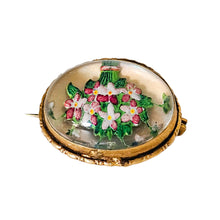 Charger l'image dans la galerie, Broche de style Essex Crystal – Bouquet de fleurs peint sous verre, vers 1880-1910 Le Charme des Violettes - Brocante en ligne