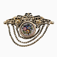 Afbeelding in Gallery-weergave laden, Broche victorienne en vermeil et micromosaïque italienne, souvenir du Grand Tour, années 1870-1910