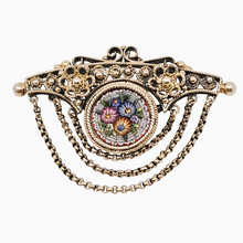 Afbeelding in Gallery-weergave laden, Broche victorienne en vermeil et micromosaïque italienne, souvenir du Grand Tour, années 1870-1910