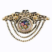 Afbeelding in Gallery-weergave laden, Broche victorienne en vermeil et micromosaïque italienne, souvenir du Grand Tour, années 1870-1910