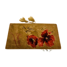 Load image into Gallery viewer, Carnet de Souvenir en velours décoré de coquelicots, vers 1890-1910