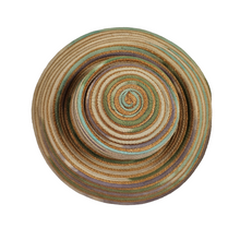 Afbeelding in Gallery-weergave laden, Chapeau-Capeline vintage en paille et dégradé de rubans gros grain, années 1970