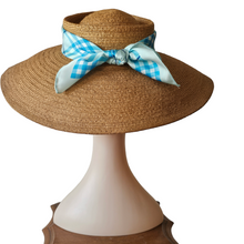 Load image into Gallery viewer, Chapeau-Capeline New Look en paille et foulard vintage, années 1950