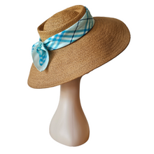 Load image into Gallery viewer, Chapeau-Capeline New Look en paille et foulard vintage, années 1950
