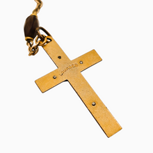 Load image into Gallery viewer, Chapelet de Lourdes en plastique ancien moulé brun et métal doré, avec médailles et étui d’origine, années 1940-1960 Le Charme des Violettes - Brocante en ligne