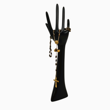 Load image into Gallery viewer, Chapelet de Lourdes en plastique ancien moulé brun et métal doré, avec médailles et étui d’origine, années 1940-1960 Le Charme des Violettes - Brocante en ligne