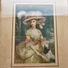 Load image into Gallery viewer, Elégante au chien, Chromolithographie sur toile marouflée sur carton encadrée, années 1900-1910