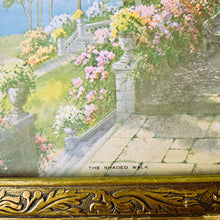 Charger l'image dans la galerie, Chromo intitulé "The shaded walk", encadré dans un cadre rétro en stuc doré, années 1900-1930