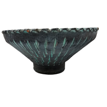 Afbeelding in Gallery-weergave laden, Vintage terracotta schaal uit de jaren 50-70 met geometrische patronen