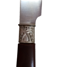 Load image into Gallery viewer, Set of 6 Art Deco knives in silver metal, stainless steel and bovine horn