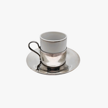 Load image into Gallery viewer, Cristofoli 90/Pozzani, Vintage suite of 8 silver-plated and porcelain espresso cups, 1960s