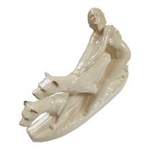 Charger l'image dans la galerie, Fontinelle Louis, "Dame aux chiens", sculpture Art déco en céramique craquelée