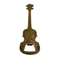 Charger l'image dans la galerie, Décapsuleur Art déco en laiton gravé en forme de guitare, vers 1930-1940