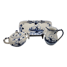 Load image into Gallery viewer, Delft. Milk jug and sugar bowl set on earthenware tray decorated with mills