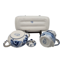 Load image into Gallery viewer, Delft. Milk jug and sugar bowl set on earthenware tray decorated with mills