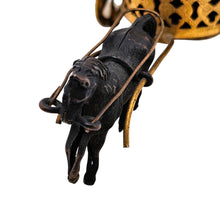Load image into Gallery viewer, Encrier miniature Napoléon III au cheval et chariot, marbre, verre soufflé et métal doré ajouré, vers 1870 Le Charme des Violettes - Brocante en ligne